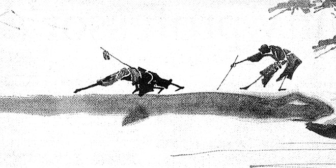 Figura 10.8 Cruzando un puente de tronco (siglo XVIII) de Hakuin