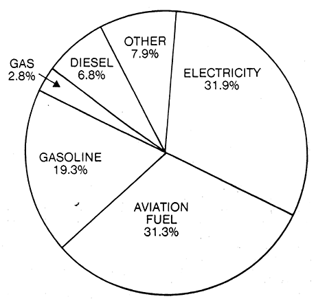 Figure 1- Percentage consumption of different kinds of energy in Hawaii.
