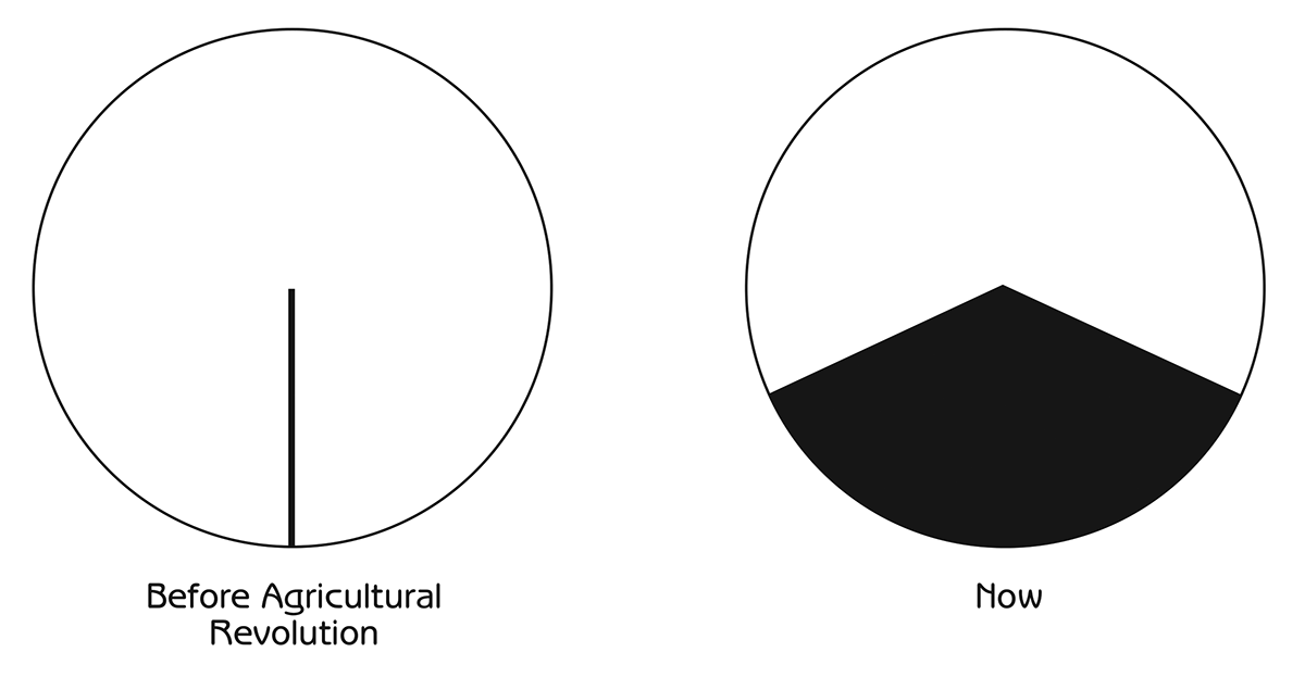 Figure 3.8 - Approximate percentage of the Earth's landbased biological production controlled by humans
