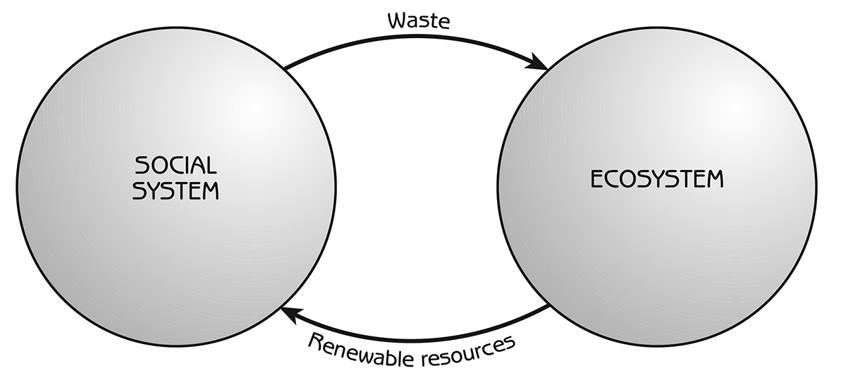 Figure 8.1 - Human use of renewable resources and return to the ecosystem as waste